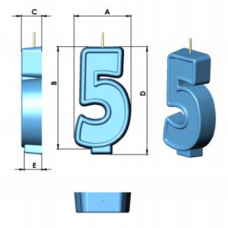 Свеча цифра 5 исполнение -2